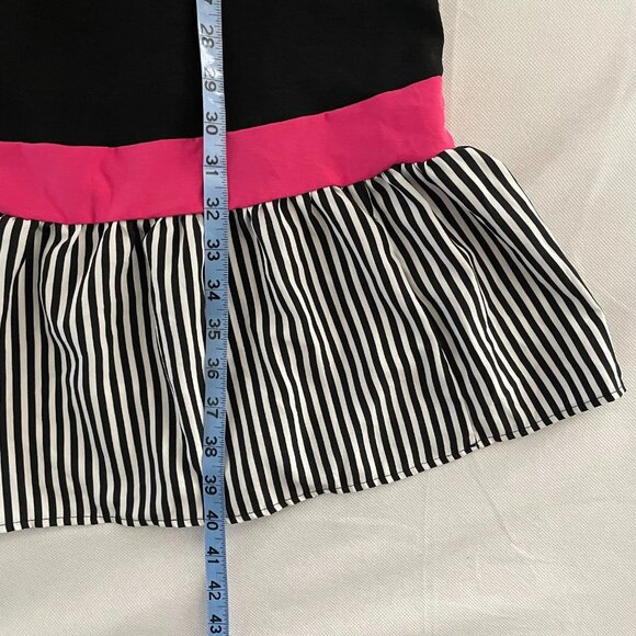 NWT Emery Rose Womens Black Contrast Striped Flounce Sleeve Smock Dress Size 2XL - Picture 10 of 11